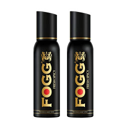 Fogg Fresh Spicy Premium No Gas Deodorant for Men, Long Lasting Perfume Body Spray, 2 x 120ml (Pack Of 2)