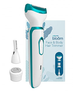 Caresmith Bloom 4 in 1 Face & Body Hair Trimmer for Women | 3 Heads- Bikini Trimmer & Shaver, Face Trimmer & Eyebrow Trimmer, Full Body Trimmer, Nose and Ear Trimmer | Rechargeable | Hair Removal Machine for Women, Glossy White