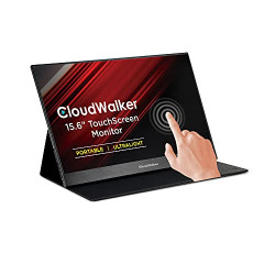 CloudWalker 40 cm (15.6 inches) Full HD Portable Computer Touch Monitor with Built-in Speakers, Stand Cum Carry Folder | Super-Slim (4 mm) | IPS Panel | HDR Display | CTM 15T (Black)