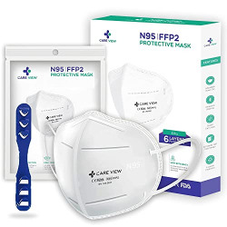 Careview Anti Pollution Cotton N95 Reusable Unisex Face Mask, Ear Loop Style (Pack of 10) Protective Fold Flat Mask with 6 Layered (With Head Mask Extender)