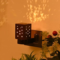 Afast Engraved LED Wall Light/Night Lamp, Lighting Effects of Twinkle Stars, Home, Bed Room, Kids Room, Guest Room, Gifts, 7 Watt, Square, Wood, Brown-A7