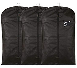 Kuber Industries Non Woven 3 Pieces Hanging Garment Cloth Cover for Kids (Black) ,CTKTLUG357