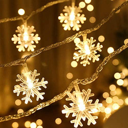 Quace Christmas Snowflake Lights AC Powered Waterproof 16 LED 3M Garden Fairy Lights for Christmas Festival Home Party Decoration