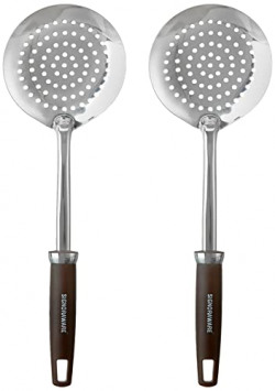 Signoraware Skimmer (Brown Handle) 13 inch, Set of 2, Silver