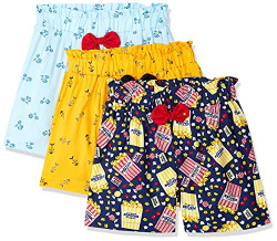 Longies Girl's Boxer Shorts (LGPSPO3V001_Royal Blue,Yellow,Cool White002_5-6yrs)