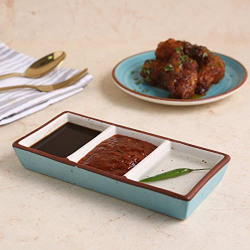 Wonderchef Teramo Stoneware 3 Portion Large Tray - Blue