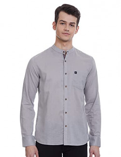 HammerSmith Men's Casual Millennium Fit Shirt (HSCSM044_Grey 1 2XL)
