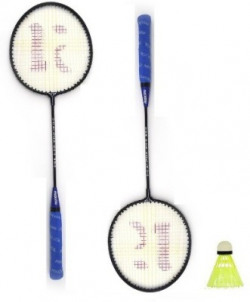 KNK Single Shaft Badminton Racket Pack Of 2 Piece With 1 Piece Plastic Shuttle Badminton Kit