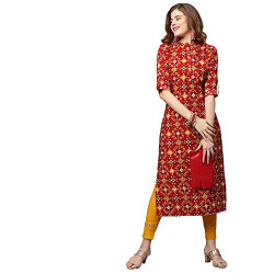 ANNI DESIGNER Women's Crepe Printed Straight Kurta (Timbli STY Navy Blue_S_Navy Blue_Small)