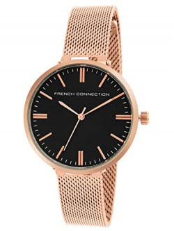 French Connection Stainless Steel Analog Black Dial Women's Watch-Fcs002E, Band_Rose Gold