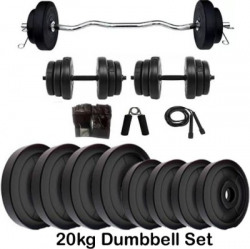 L'AVENIR Fitness 20KG (4 * 3kg + 4 * 2kg) PVC Weight Plates + 2 Dumbbell Rods Adjustable Dumbbell(20 kg)