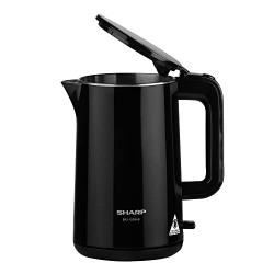 SHARP Electric Kettle 1.5 Ltr. EKJ-15DN-B (Glossy Black), Double Layered Stainless Steel Protection