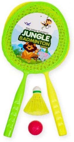 Game Phactory Badminton Senior Racket Game with 2 Rackets, 1 Shuttlecock & 1 Ball Badminton Kit