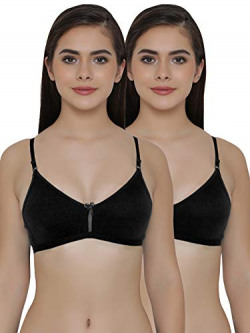 Clovia Women's Pack of 2 Full Coverage Non Padded Wirefree Full Cup Bra (COMBRC172_Multi-Coloured_34B)