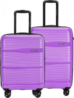 NASHER MILES Nicobar Hard-Sided Dual Tone Polypropylene Luggage Set of 2 Purple and Green Trolley Bags (55 & 65 cm) Cabin & Check-in Set - 24 inch