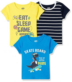 Amazon Brand - Jam & Honey Baby-Boy's Regular Fit T-Shirt (BTEEPO3-HS_Multicolor 5 3 6 Months)
