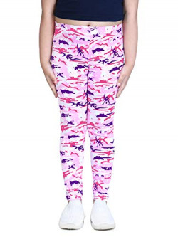 Naughty Ninos Girls Pink & Blue Camouflage Printed Ankle-Length Legging(NN01228LGG_Pink_4-6 Years)
