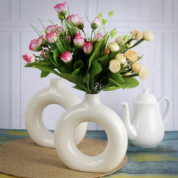 Kraftlik Handicrafts Ceramic Vase(8.2 inch, White)