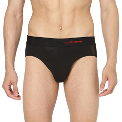 Underjeans Black Cotton Brief for Mens - Pack of 2