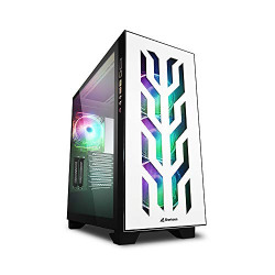 Sharkoon Elite Shark CA300T Mid Tower PC Computer Case I Support Mini-ITX, Micro-ATX, EATX Motherboard I 2X Side Panel Tempered Glass with 4 x 120 mm Addressable RGB LED Fan (pre-Installed) - White