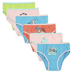 Longies Girls Cotton Briefs (Pack of 6) (LGGOBPO6003_Blue/Coral/Pink/Green6003_9 Years-10 Years)