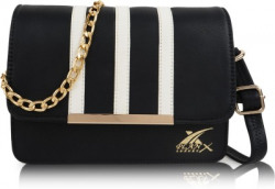 PLANX Black, White Sling Bag Elegant Shoulder Gold Chain Strap Crossbody Office Daytrip Slingbag For Women