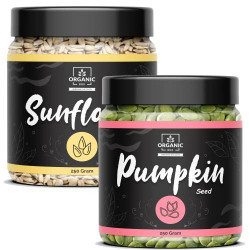 Organic Box Raw Pumpkin Seeds - 250g and Sunflower Seeds - 250g for Eating, Immunity Combo, Protein and Fiber Rich Superfood. Healthy Seeds, Pack of 2 (JAR Pack) - Diwali Gift Pack
