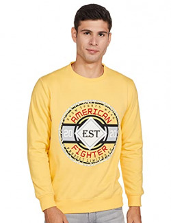 Diverse Men's Cotton Blend Round Neck Full Sleeve Sweatshirt (DCMSSF02RC14L35-4275A_Yellow_XL)