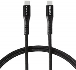 Amazon Brand - Solimo 65W Fast Charging Braided Type C to C Data Cable | Suitable For All Supported Mobile Phones (1 Meter, Black)