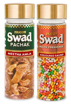 Panjon Swad Meetha Amla & Coloured Saunf Pachak (Mukhwas Mouth Fresheners) 2 Bottles, 295g