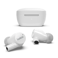 Belkin SOUNDFORM Rise True Wireless in-Ear Earbuds | IPX5 Sweat & Water Resistant | Up to 31 hrs. Playtime | Bluetooth 5.2 | Wireless Charging | Dual mic on Each Side | iOS & Android Devices | White