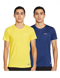 Charged Brisk-002 Melange Round Neck Sports T-Shirt Indigo Size Medium And Charged Pulse-006 Checker Knitt Round Neck Sports T-Shirt Yellow Size Medium