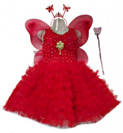 THERAJSTORE Baby Girls Maxi/Full Length Festive/Wedding Dress(Red, Sleeveless)