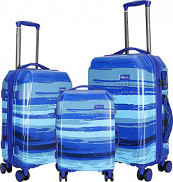Swisslite 20/24/28Inch Premium Quality Hardsided Printed Polycarbonate Luggage Trolley Bag Combo of 3Pcs (Blue)