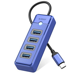 ORICO 4-Port USB HUB 3.0, USB Splitter for Laptop with 0.5ft Cable, Multi USB Port Expander, Fast Data Transfer Compatible with Mac OS 10.X and Above, Linux, Android-Blue