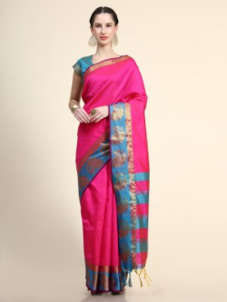 AVANTIKA FASHION Woven Banarasi Art Silk, Cotton Silk Saree(Pink)