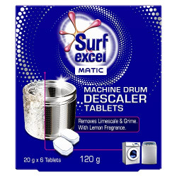 Surf Excel Washing Descaler Drum for Fully Automatic Washing Machine, 100g (6 Tablets 20g each), White