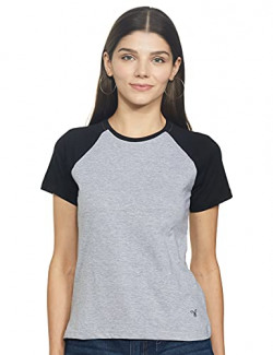 Desi belle Women's Regular T-Shirt (DBCTTS-2 R/L GRYBK_L_Grey Black L)