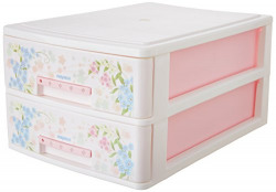 Nayasa Plastic Tuckins 2 Pieces Drawer (Pink, 19.5 cm x 27.5 cm x 14 cm)