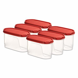 Pigeon StakBox 1.1 Litre (Set of 6) Storage for Kitchen - Ruby Red