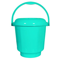 Kuber Industries Unbreakable Plastic Durable & Lightweight Strong Bathroom Bucket with Lid and Handle,13 LTR. (Mint Green)