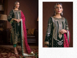 JATRIQQ Velvet Embroidered Kurta & Churidar Material