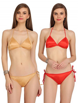Fashion Comfortz Womens Girls Satin Nylon Spandex Sexy Bra Sexy Panty,Non Padded Bikini Swimwear Lingerie Set,Womens Girls Ladies Undergarments,Sexy Lingerie Beach Innerwear for Women Girls Ladies