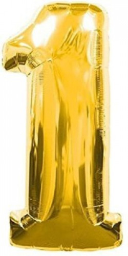 SUBHVACHI Solid Golden " 1 " Numerical Foil Balloon For Birthday Anniversary Celebration Balloon(Gold, Pack of 1)