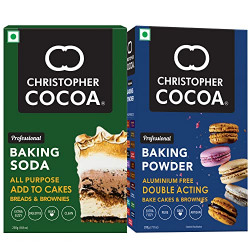 Christopher Cocoa Baking Soda All Purpose 250g, Baking Powder Aluminium Free Double Acting 200g (Bake Cakes, Cookies, Breads, Brownies)