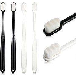4 Pieces Soft Micro-Nano Manual Toothbrush Extra Soft Bristles Toothbrush with 20,000 Bristles for Fragile Gums Adult Kid Children (Black, White)