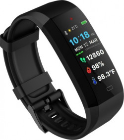 GOQii Vital 4.0 AMOLED SpO2, HR & Body Temperture with 3 Months Personal Coaching(Black Strap, Size : Regular)