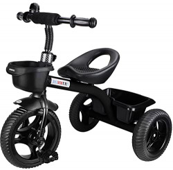 Mommers Minius Tricycle for Kids|Baby Trikes|Tricycle with Dual Storage Basket|Boys|Girls|Age Group 2 to 5 Years MM_7007 (Black)