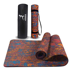 Vifitkit 4mm Anti-Skid EVA+TPE Yoga Mat with Carry Bag & Strap for Home Gym & Outdoor Workout for Men & Women, Water-Resistant, Easy to Fold (Marble)