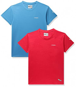 Charged Active-001 Camo Jacquard Round Neck Sports T-Shirt Red Size Small And Charged Pulse-006 Checker Knitt Round Neck Sports T-Shirt Scuba Size Small